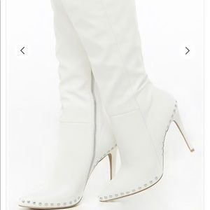 Leather Knee High Studded Stiletto Boots